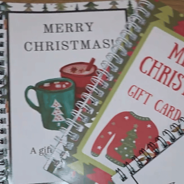 Christmas Gift Card Book filled with gift cards and personal messages