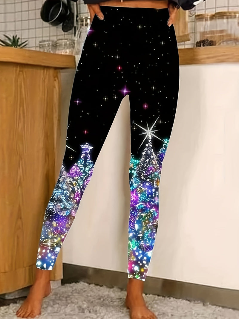 Leggings skinny imprimé sapin de Noël 