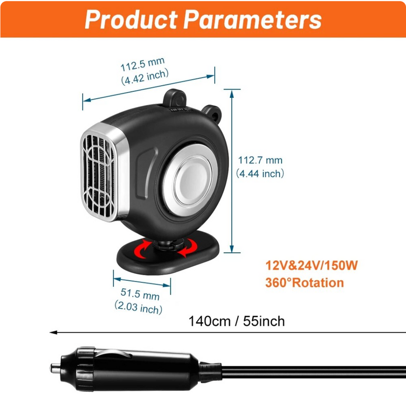 Mini ventilateur chauffant pour voiture 