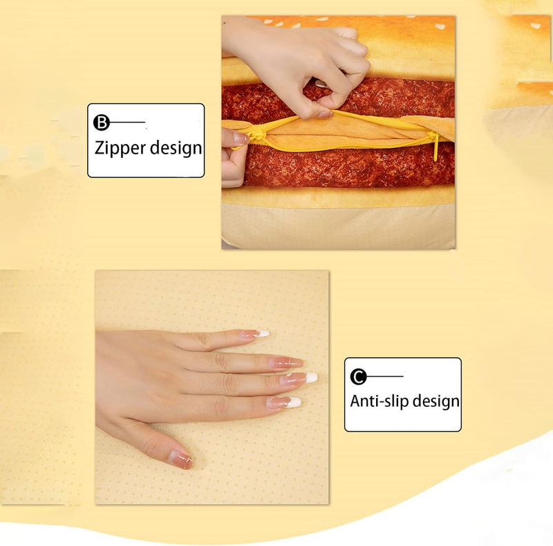 Coussin en peluche burger 3D simulé 