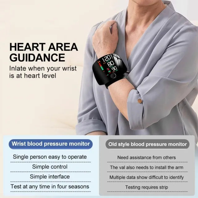 𝐀𝐮𝐭𝐨𝐦𝐚𝐭𝐢𝐜 𝐖𝐫𝐢𝐬𝐭 𝐁𝐏 𝐌𝐨𝐧𝐢𝐭𝐨𝐫™ - Clinically Accurate w/ Large Backlit Display, Adjustable Cuff, Voice Broadcast